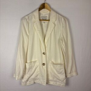 Madewell White 100% Linen Blazer Relaxed Boyfriend Style